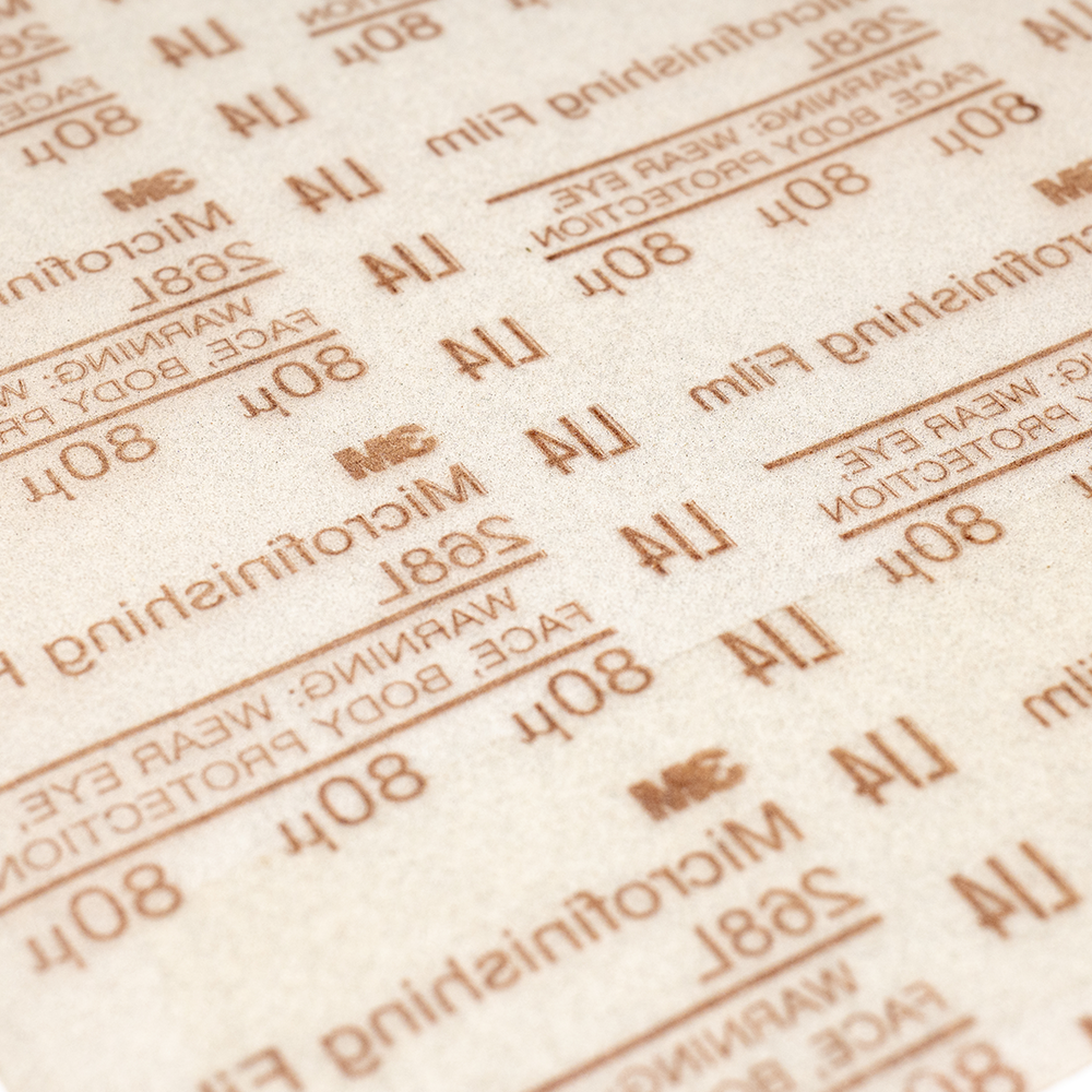 Close-up of the abrasive surface of Dead Sharp 80 micron sharpening film