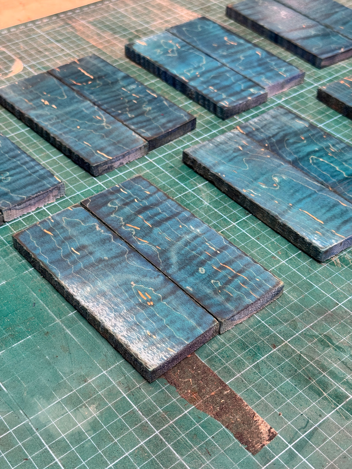 Blue Stabilised Curly Maple Scales