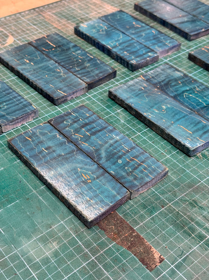 Blue Stabilised Curly Maple Scales