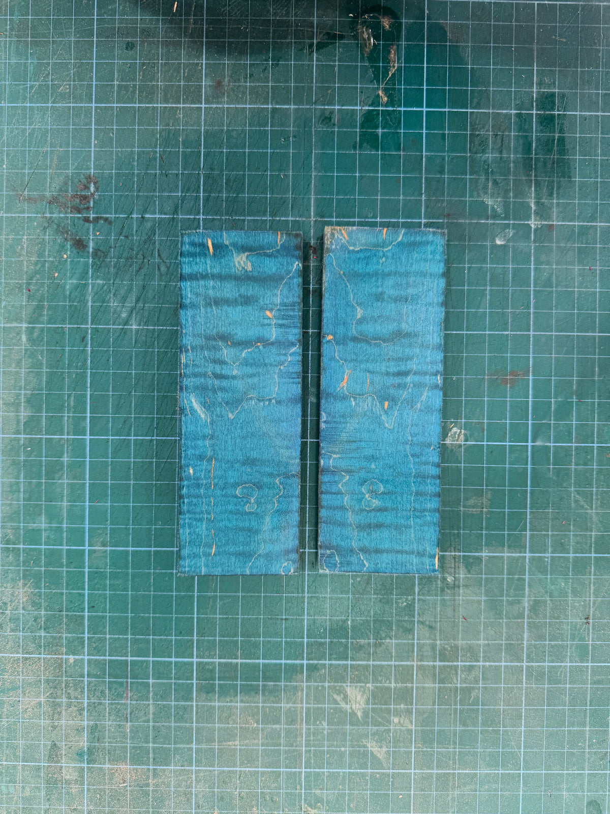 Blue Stabilised Curly Maple Scales