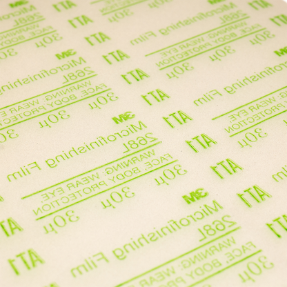 Close-up of the abrasive surface of Dead Sharp 30 micron sharpening film