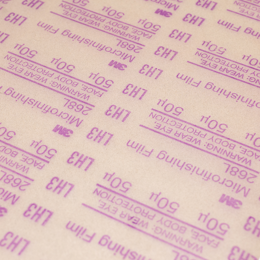 Close-up of the abrasive surface of Dead Sharp 50 micron sharpening film
