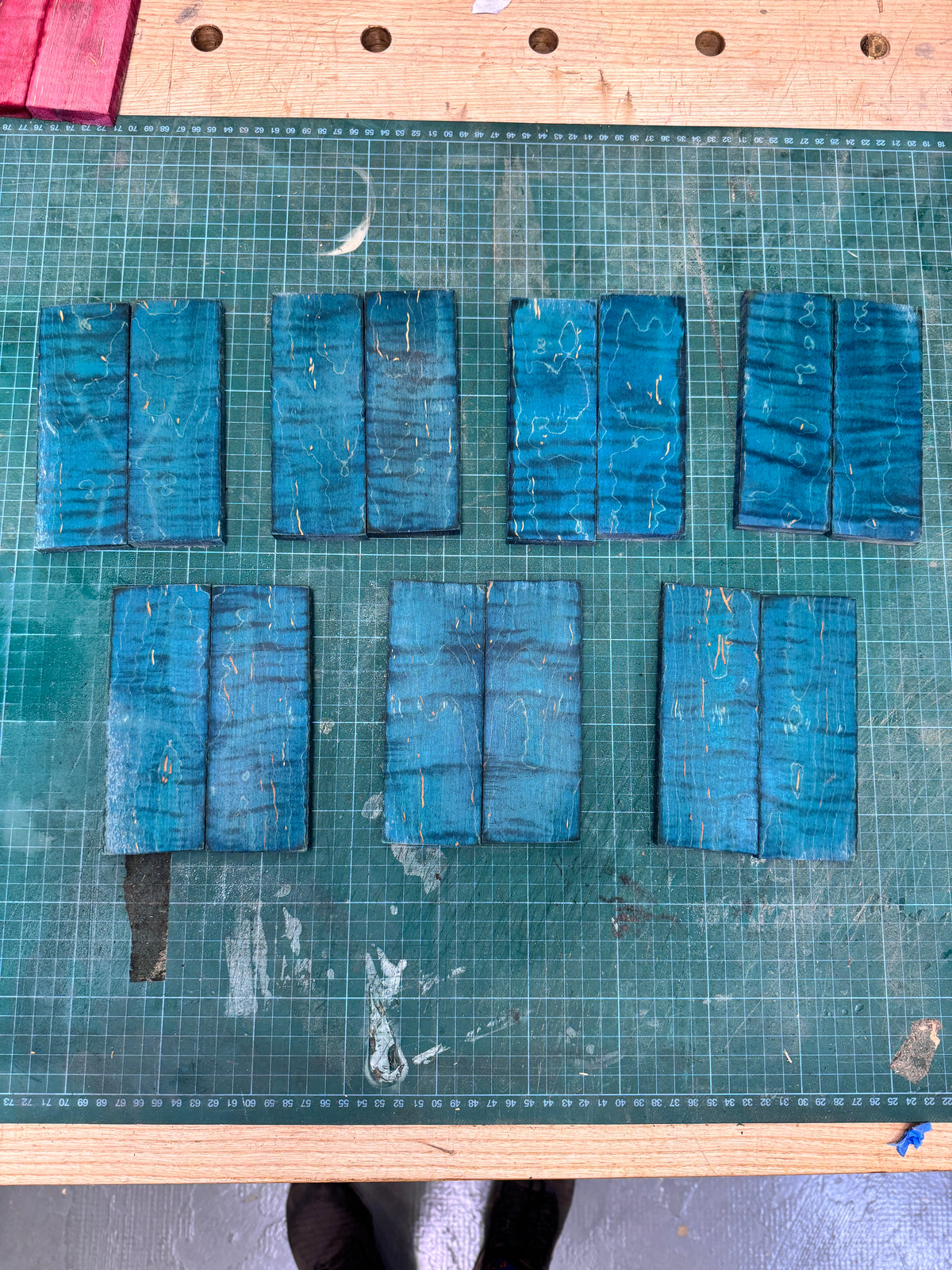 Blue Stabilised Curly Maple Scales