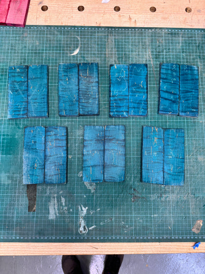 Blue Stabilised Curly Maple Scales