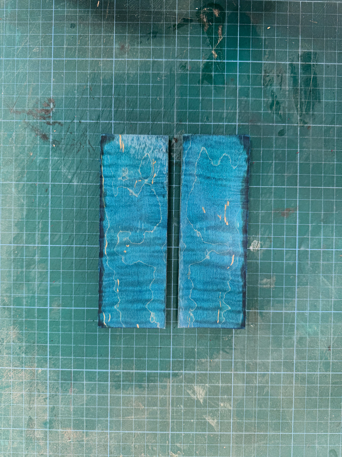 Blue Stabilised Curly Maple Scales