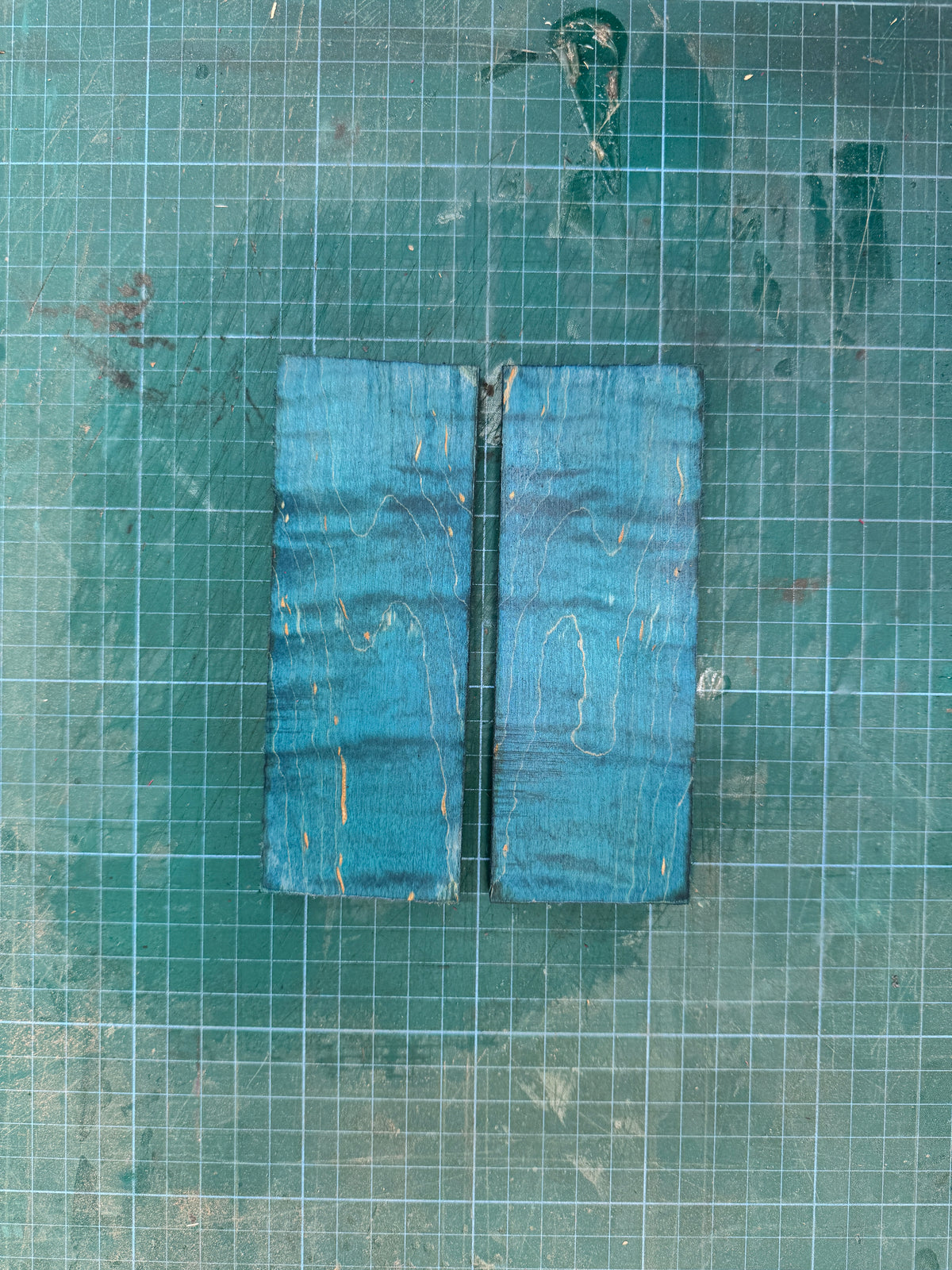Blue Stabilised Curly Maple Scales