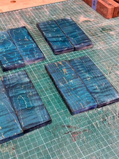 Blue Stabilised Curly Maple Scales