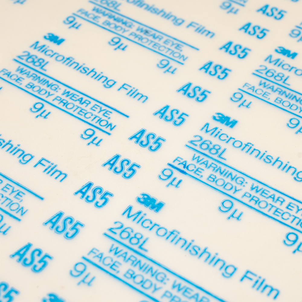 Close-up of the abrasive surface of Dead Sharp 9 micron sharpening film