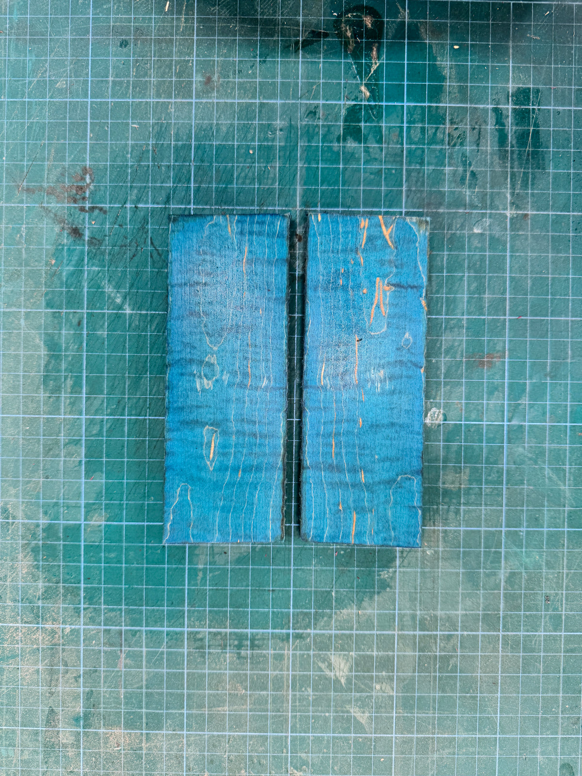 Blue Stabilised Curly Maple Scales