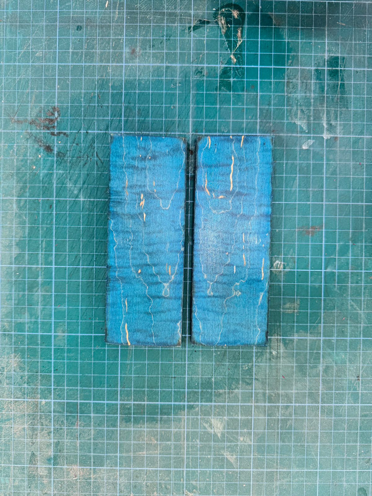 Blue Stabilised Curly Maple Scales
