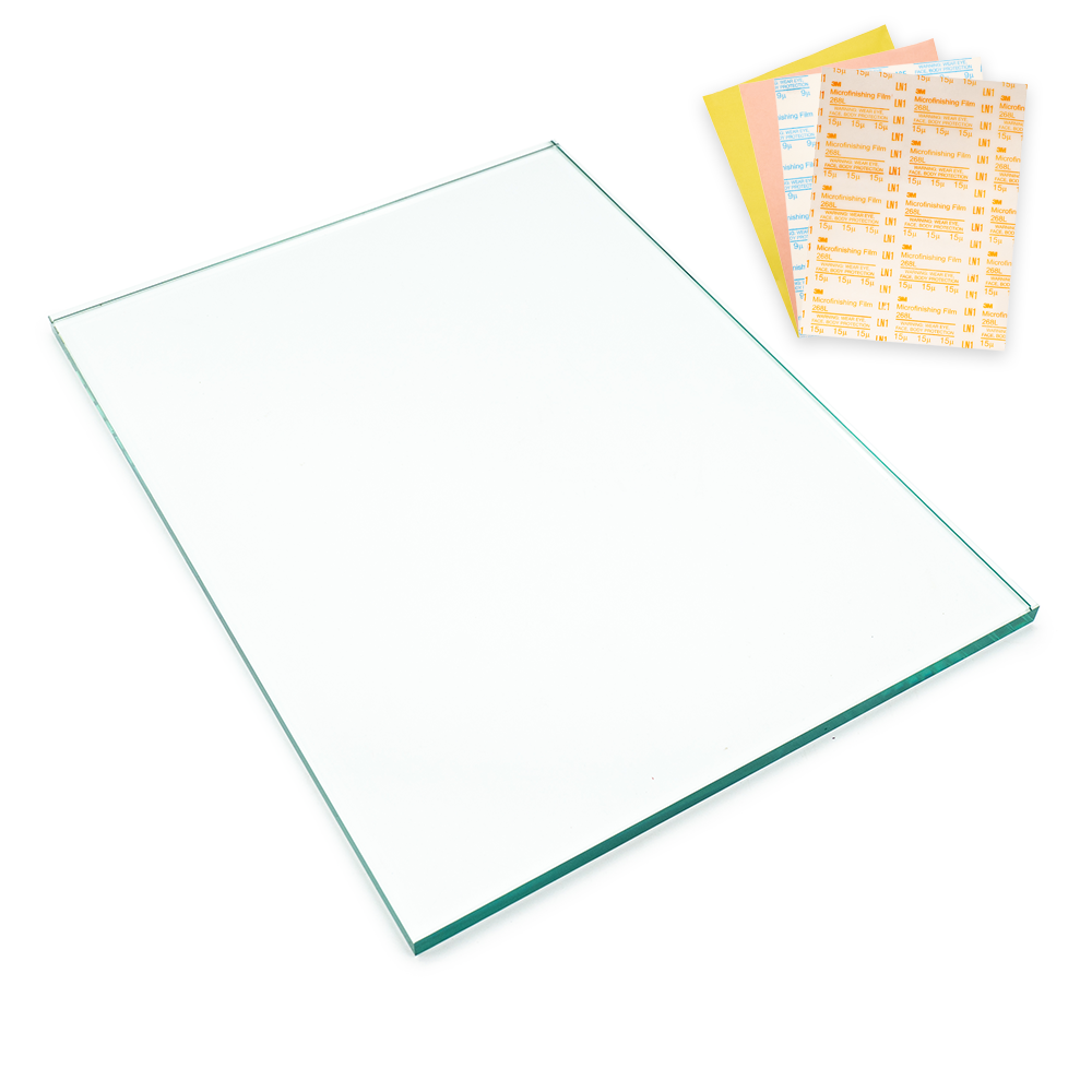 Large Dead Flat Glass sharpening plate with the Fine four-grade sharpening film pack