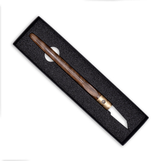English Walnut & Brass Marking Knife